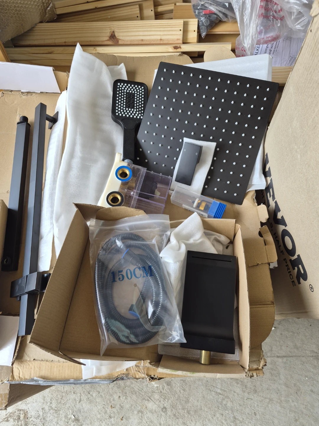 Black Shower Faucet Set with Rainfall Shower Head