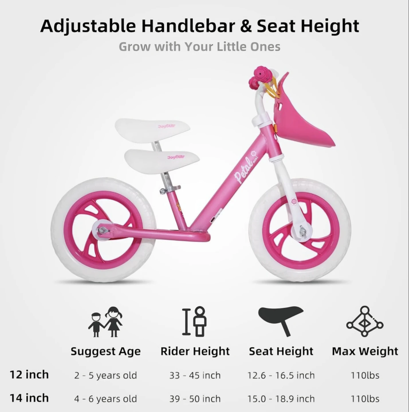 JoyStar 12/14 inch Petal Balance Bike - photo 3