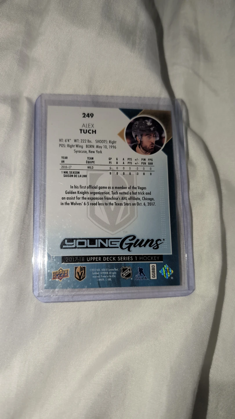 2017-18 Upper Deck Young Guns Alex Tuch Hockey Card - photo 2
