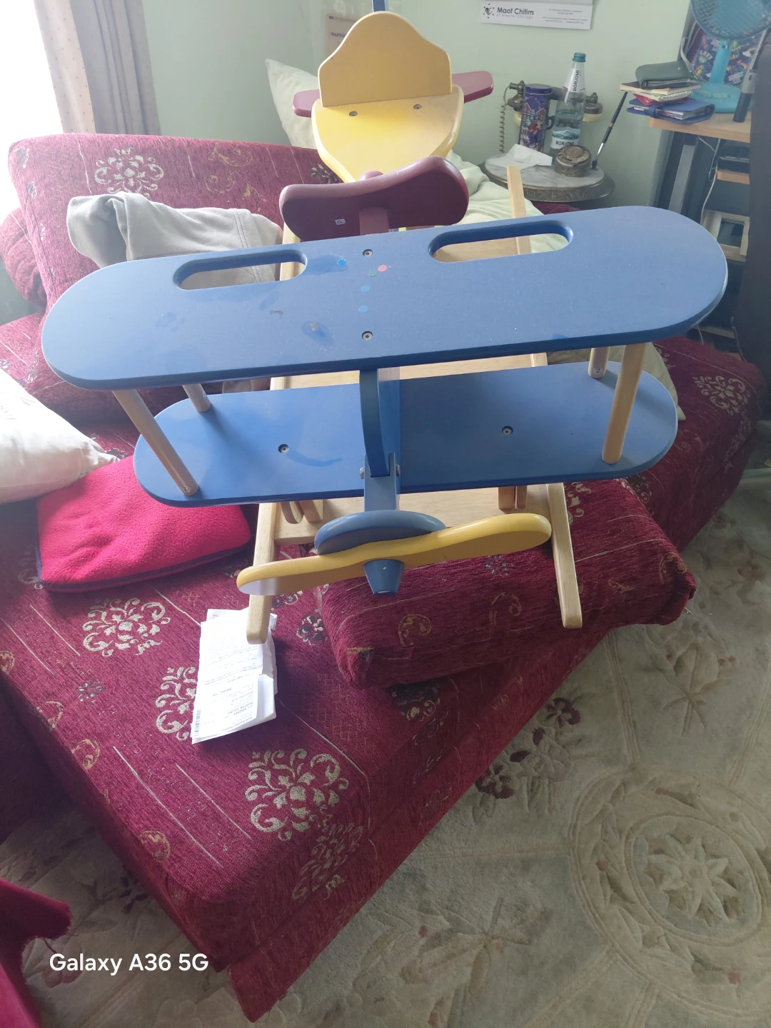 Blue Wooden Biplane Toddler Ride-On Toy - photo 2