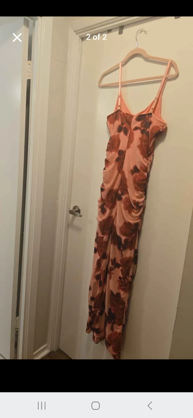 Pink Floral Ruched Midi Dress - photo 2