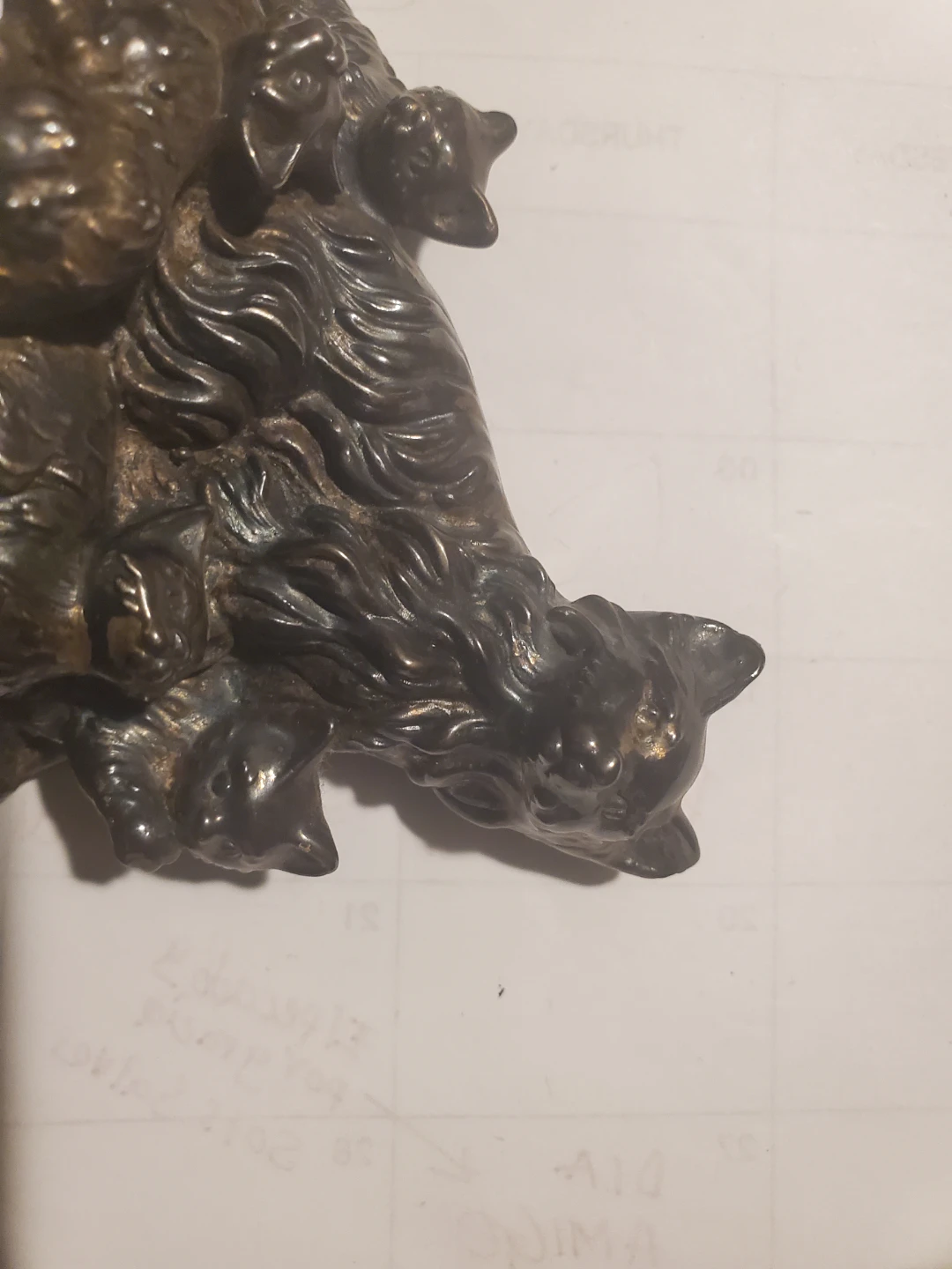 STERLING SILVER. Vintage Metal Cat Family Figurine - photo 5