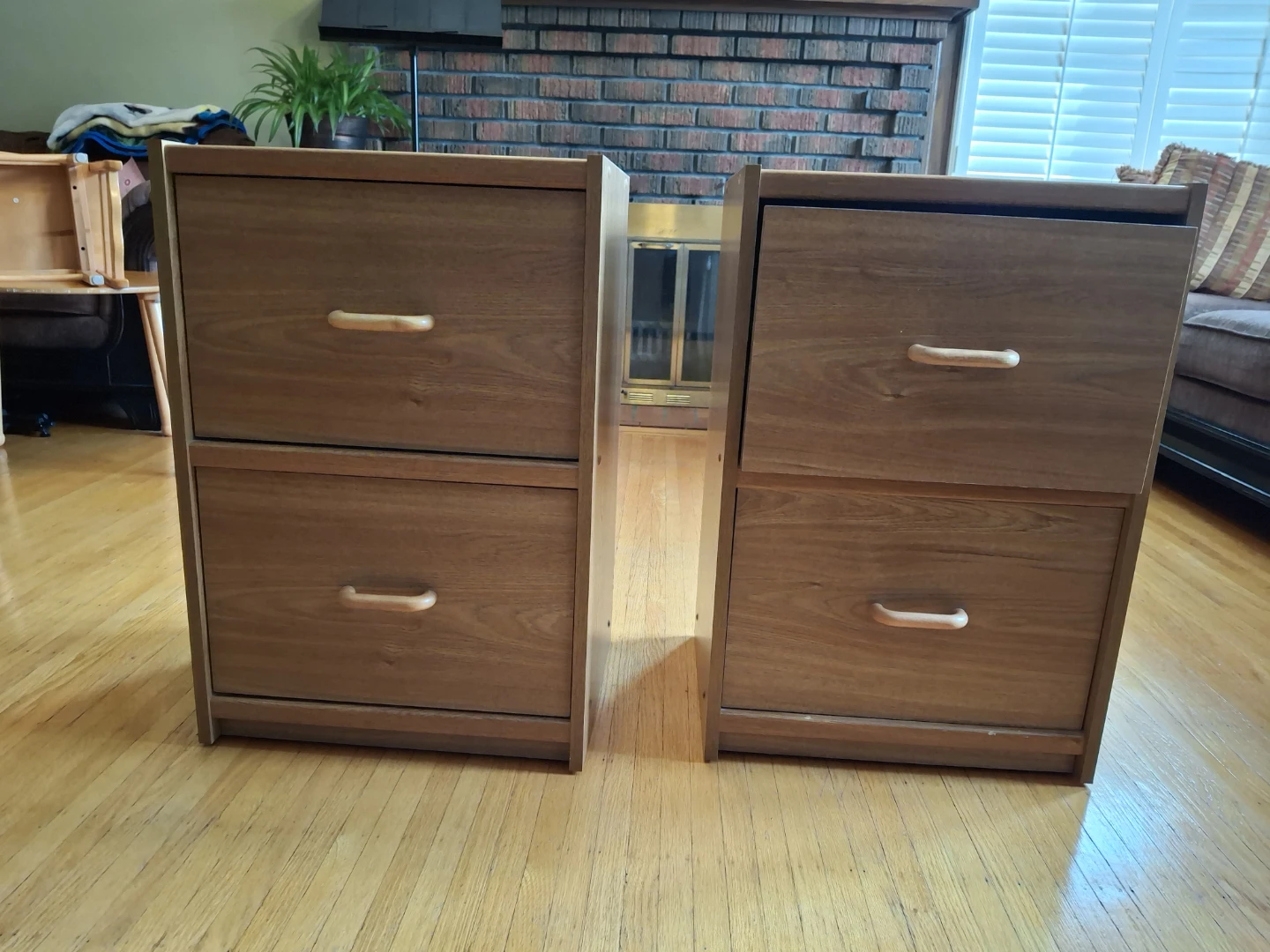 2pc Wood Look Filing Cabinets/Storage Units