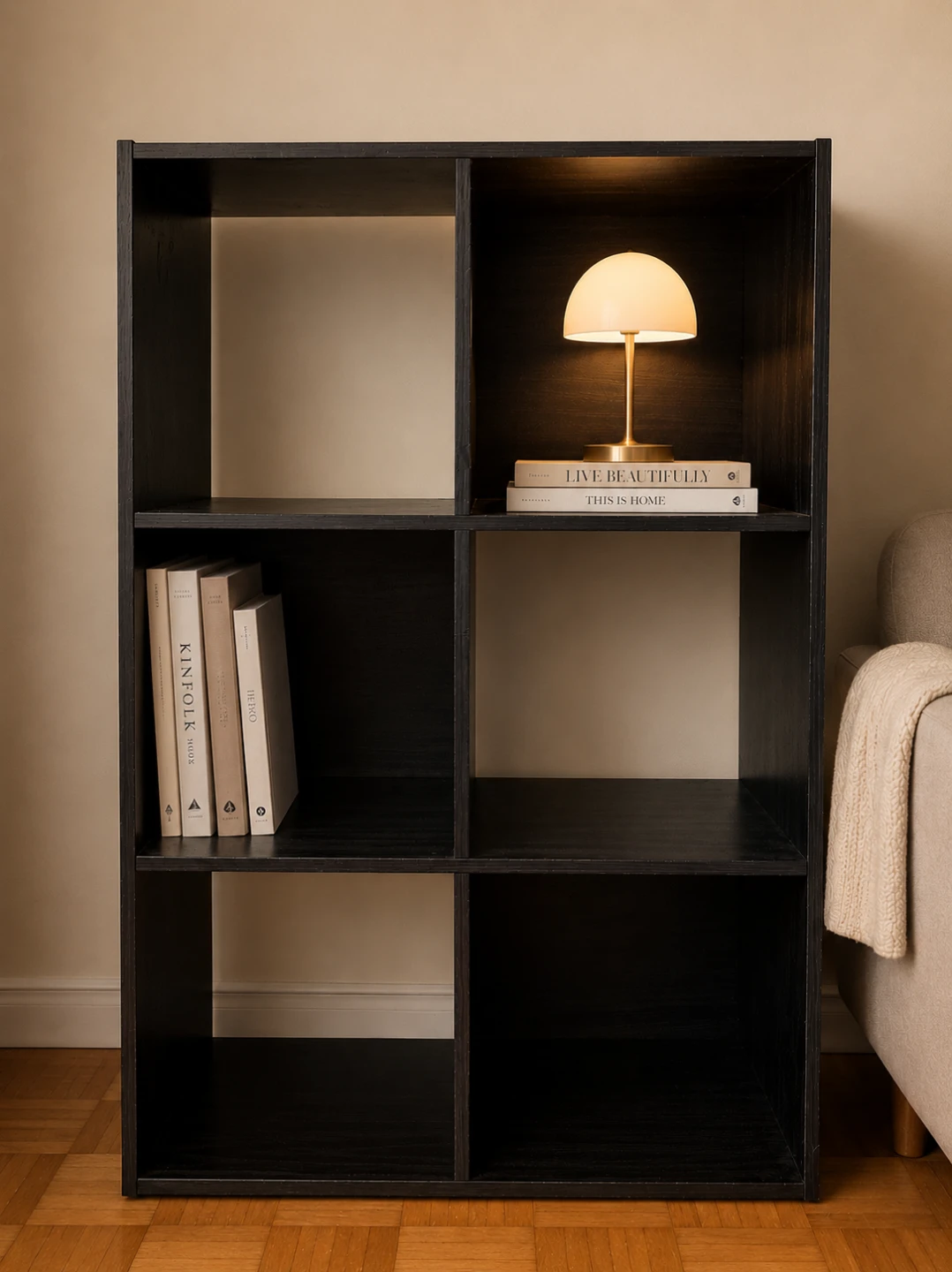 Black 6-Cube Storage Shelf, size 36"H 24"W - photo 2