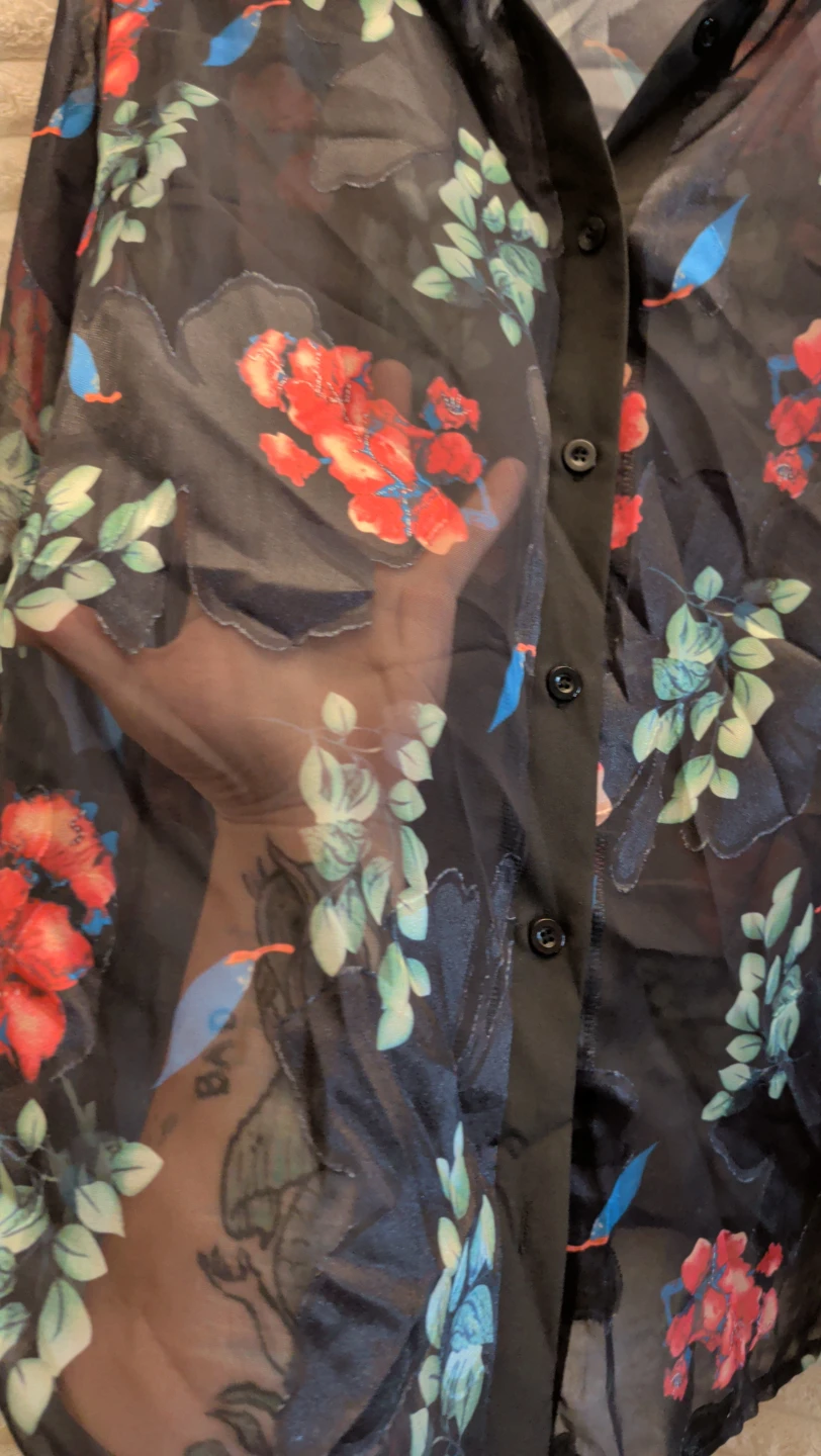 Sheer Floral Button-Up Blouse - photo 2