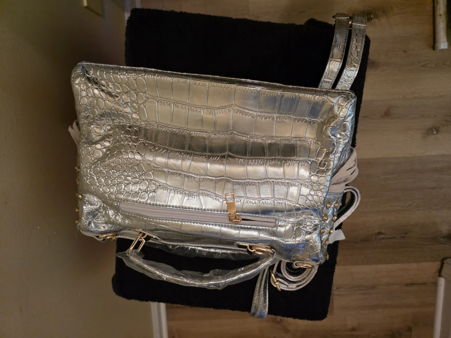 Silver Embellished Handbag with Fringe - photo 5