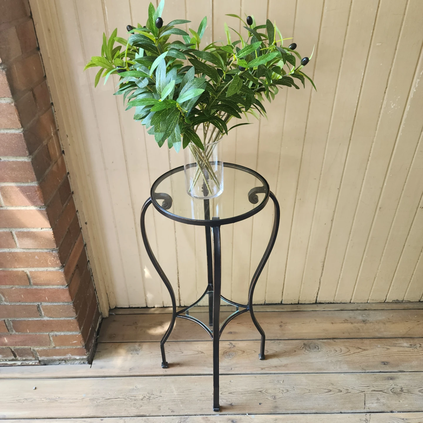Metal and Glass Plant Stand