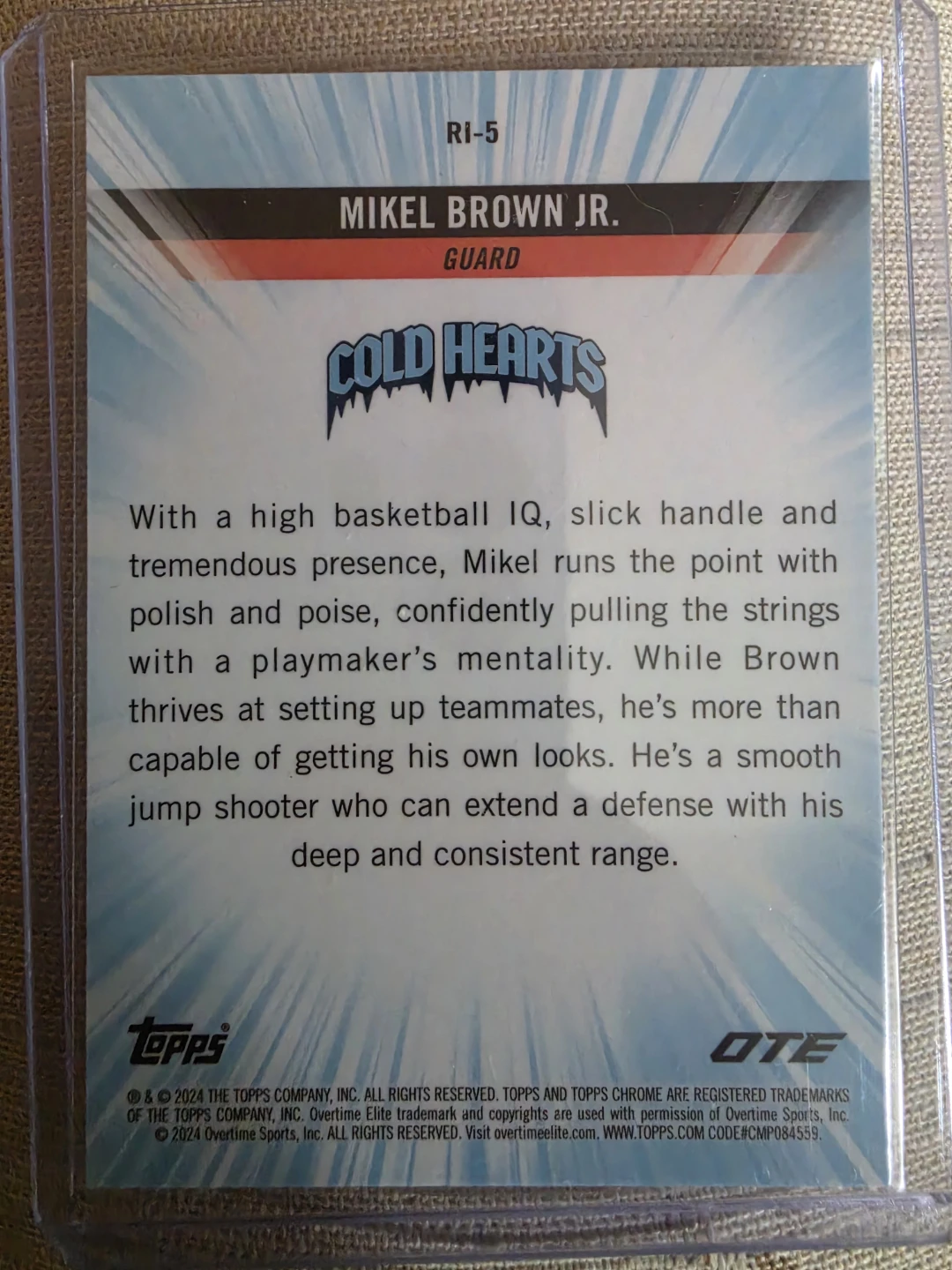 Mikel Brown Jr. "Cold Hearts" RC Card - Topps Chrome 2024 - photo 2
