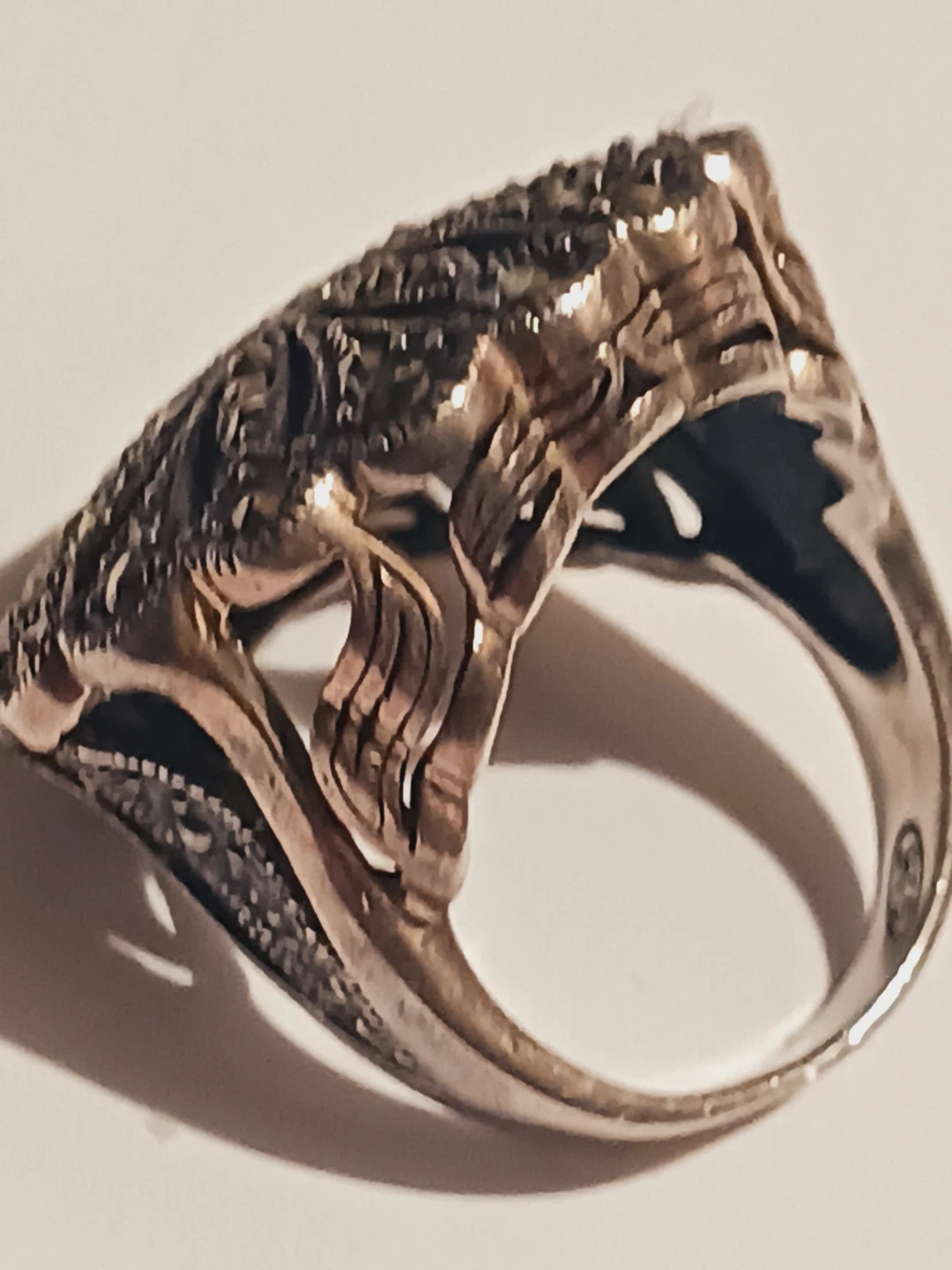 Gorgeous Massive Sterling Silver Marcasite Flower Ring. 9 - photo 4