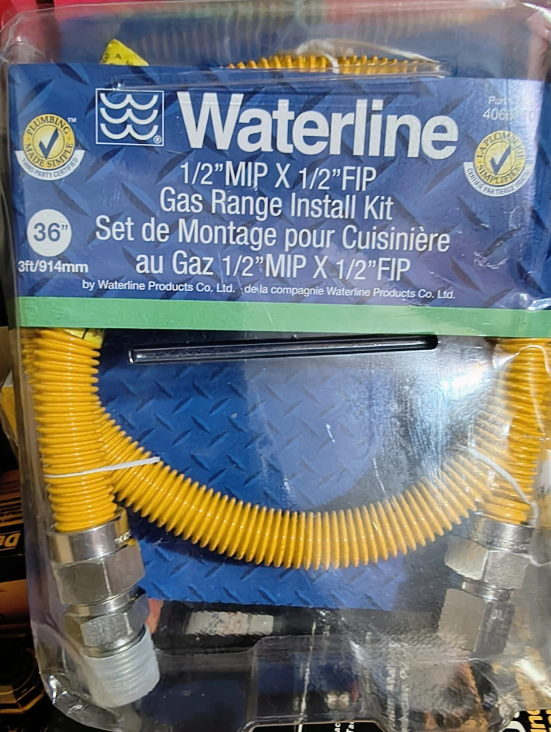 Waterline 36" Gas Range Install Kit 1/2" MIP X 1/2" FIP