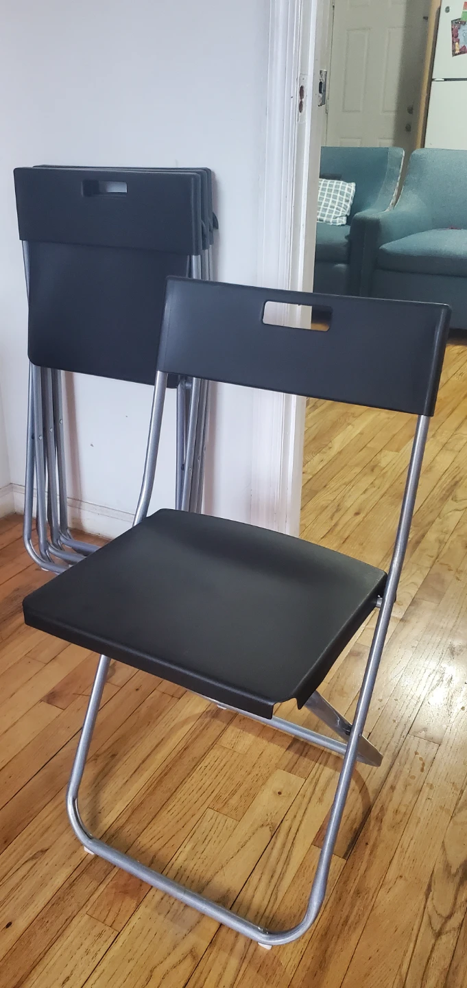 4 Black Folding Chair with Metal Frame - photo 4