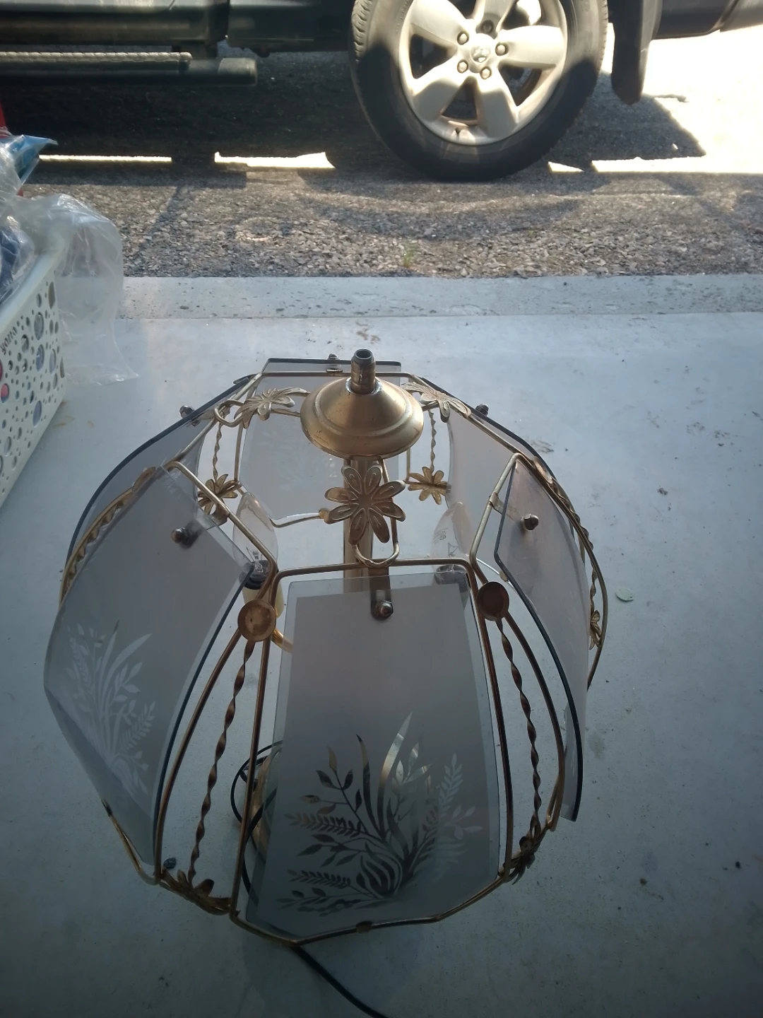 Vintage Table Lamp with Frosted Glass Shade