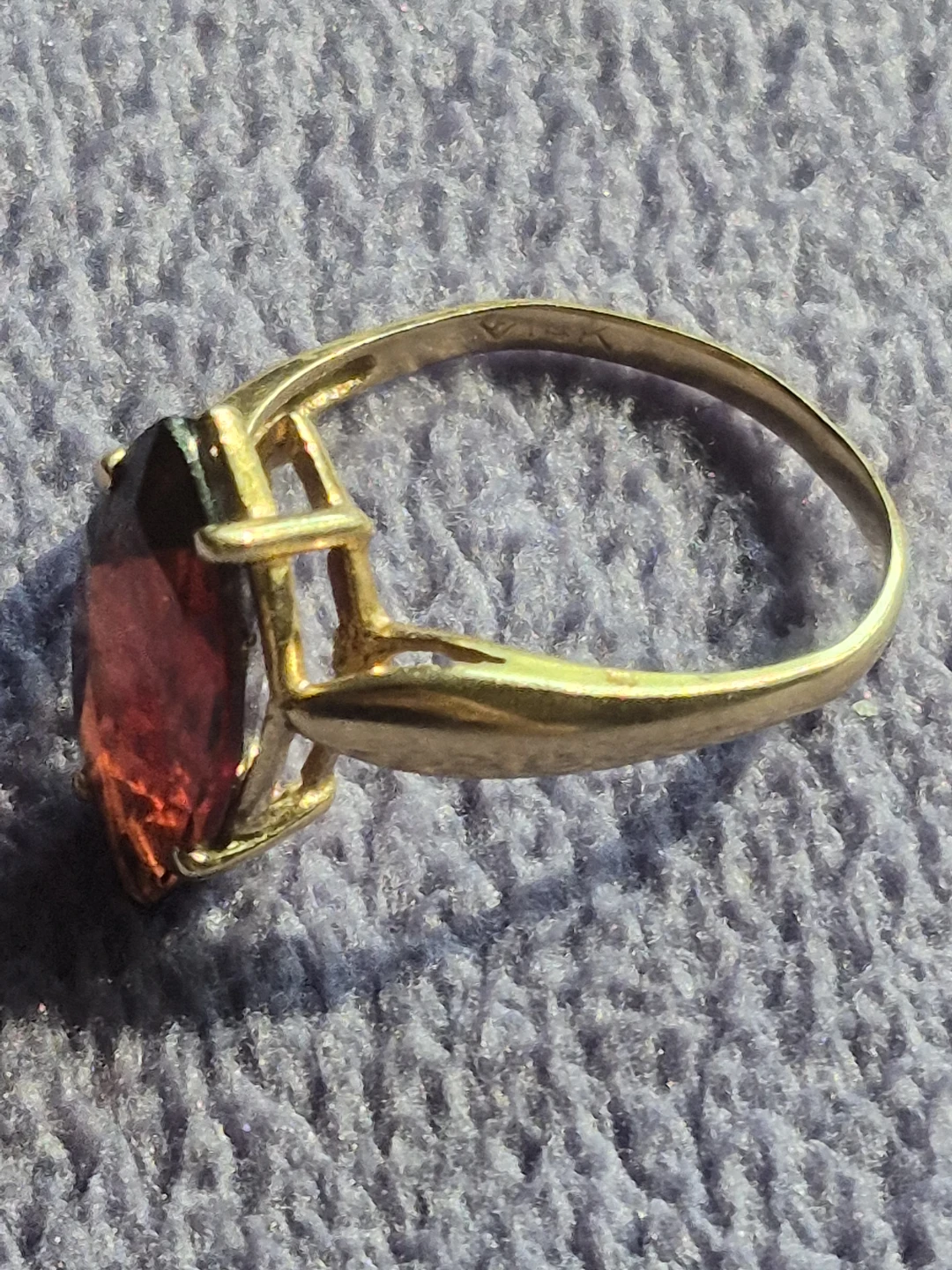 14K Gold Ring with a Red Stone