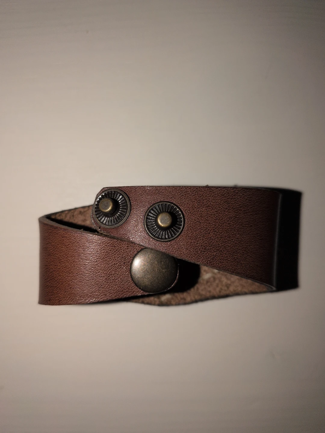 Brown Leather Cuff Bracelet with Green Stone - photo 2