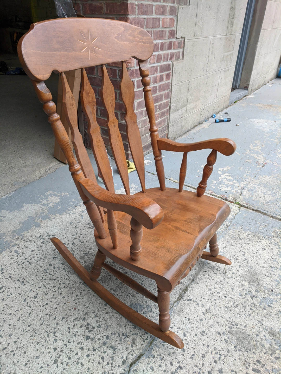 Vintage Solid Wood Rocking Chair - Made in Yugoslavia