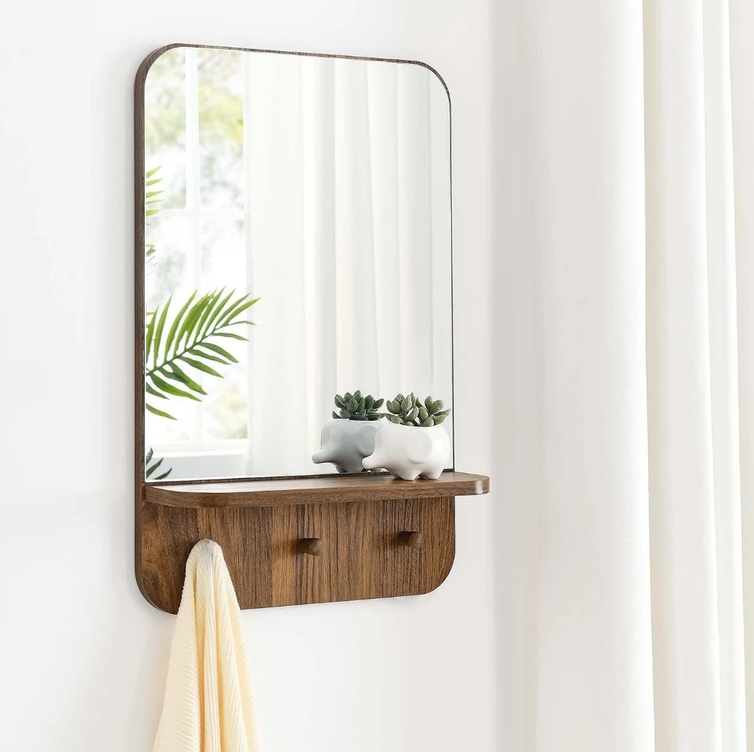 BRAND NEW IN BOX Mirror with Shelf and Hooks