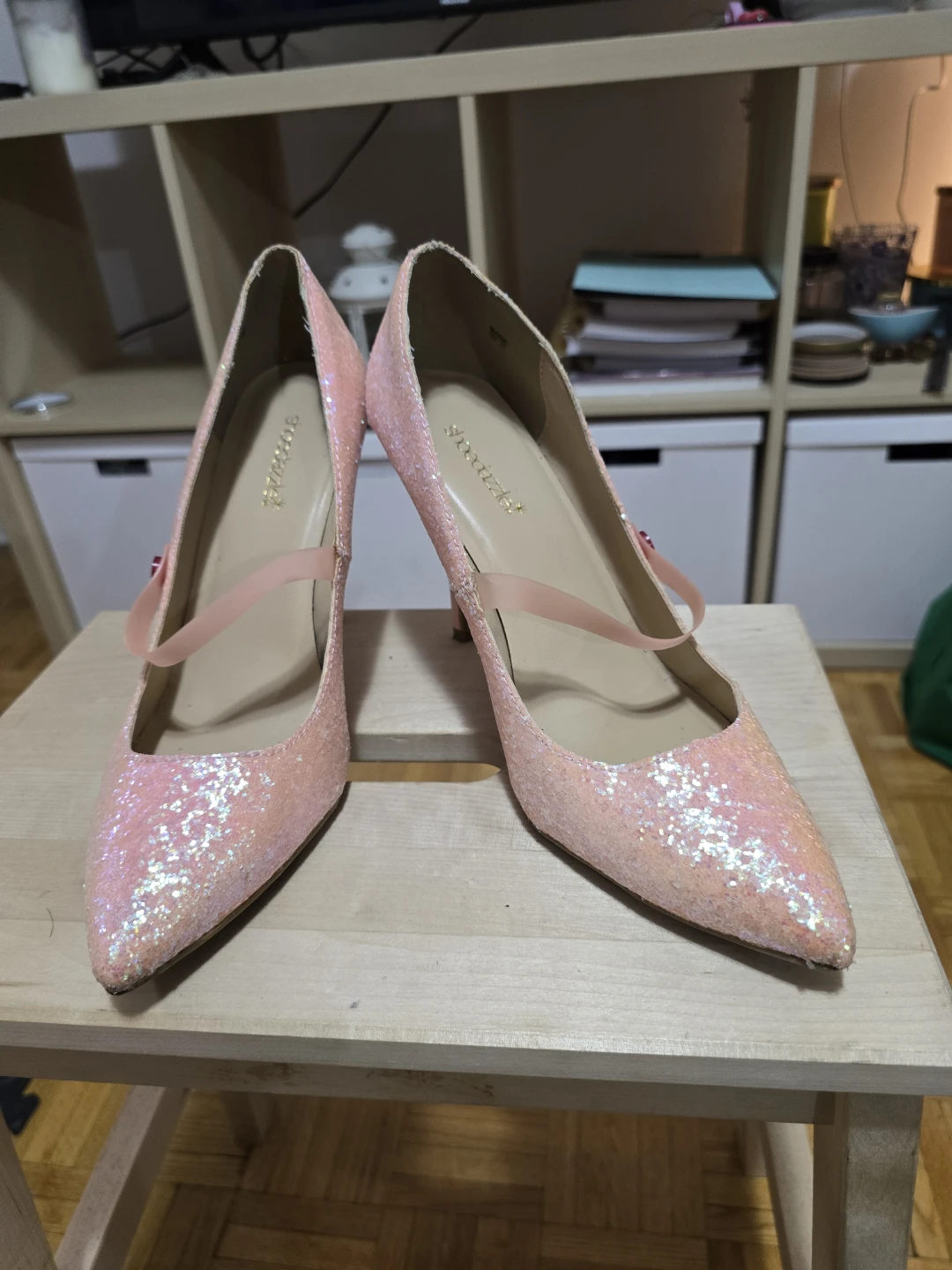 Ballerina Pink Glittery Mary Jane Stilettos - Size 11