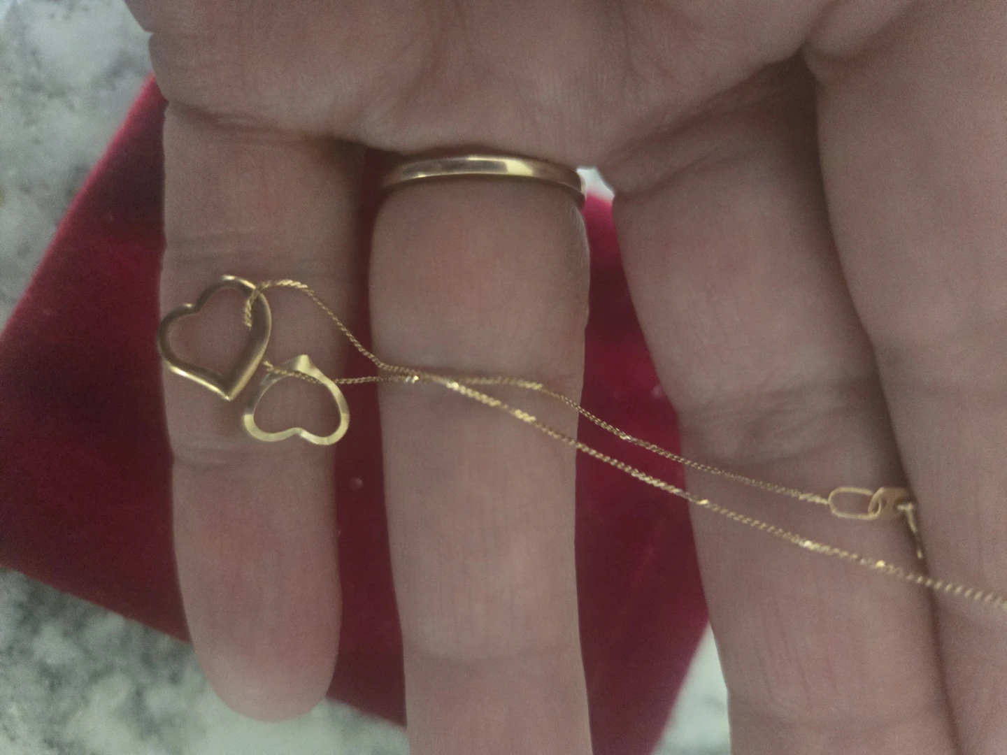 Gold 10k  Double Heart Bracelet 7" - photo 3