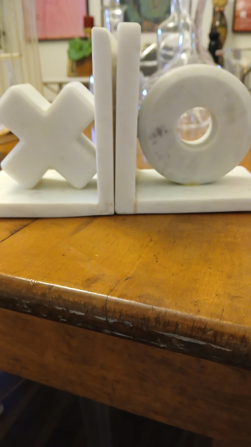 Marble XO Bookends