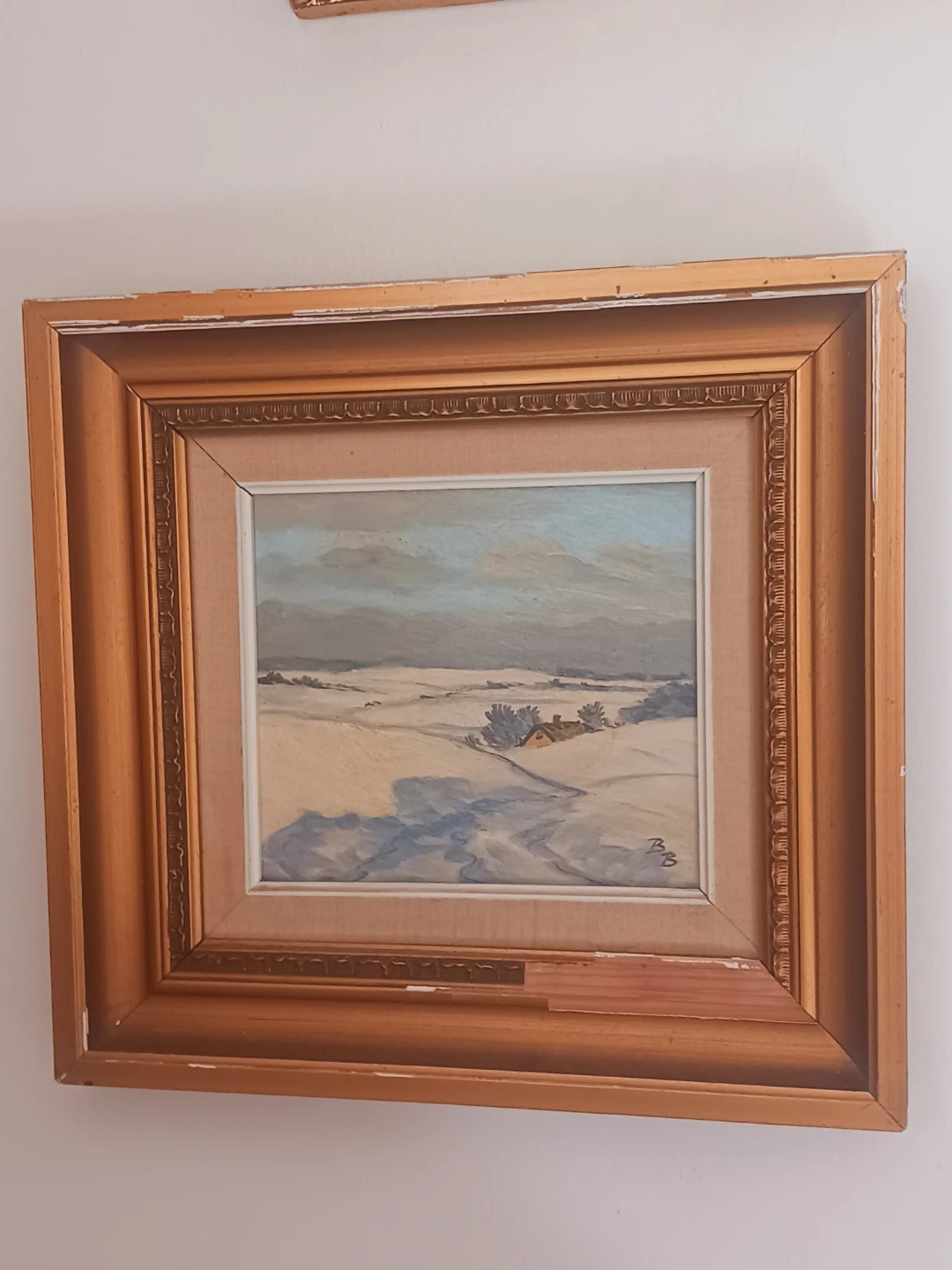 Authentic Danish Artist Signed BB Winter Landscape Oil  Painting