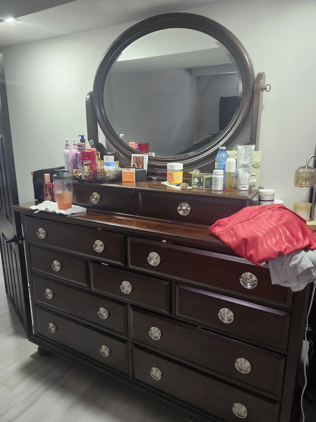 Dark Wood Dresser with Mirror - photo 2
