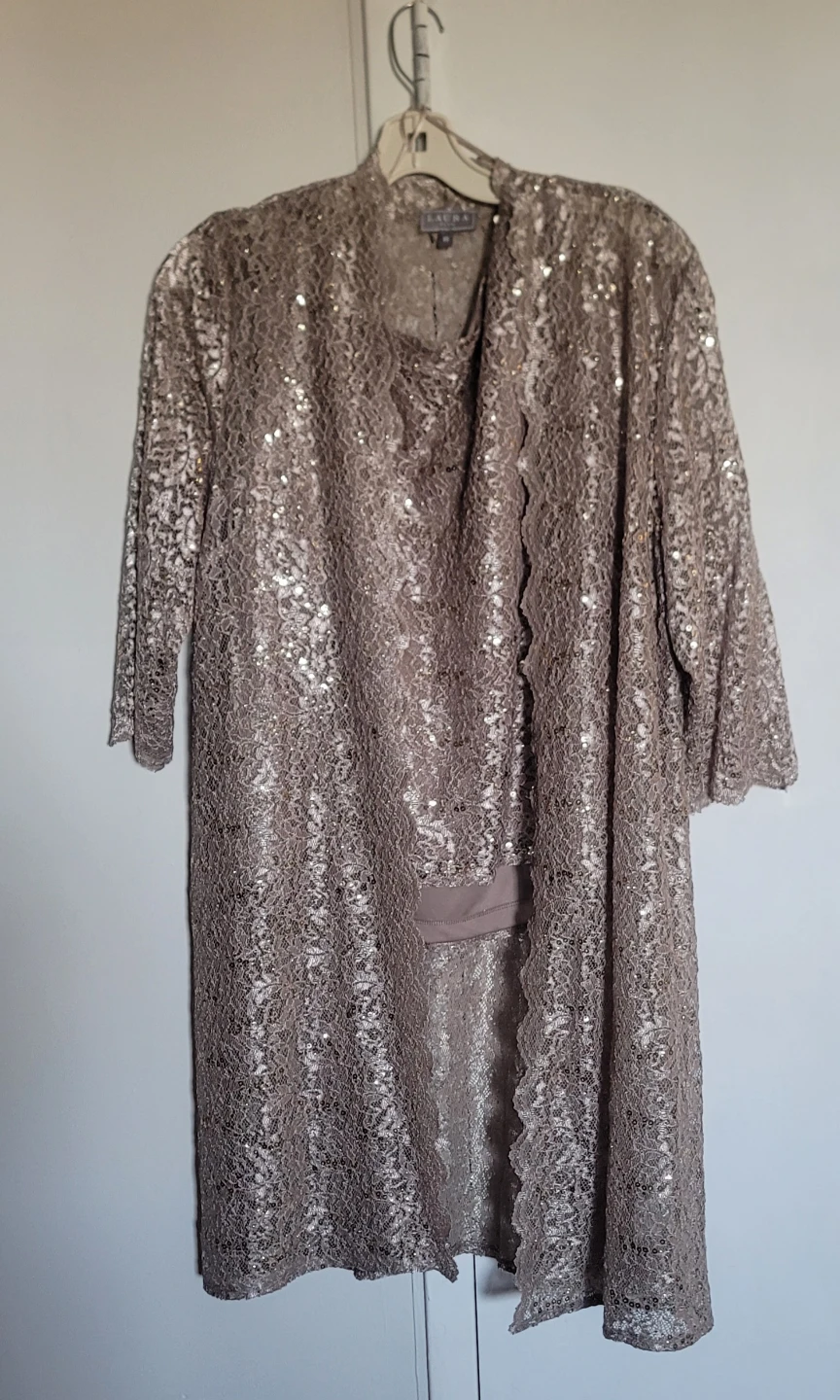 LAUREN Ralph Lauren Women's Lace Sequin Jacket and Tank Set