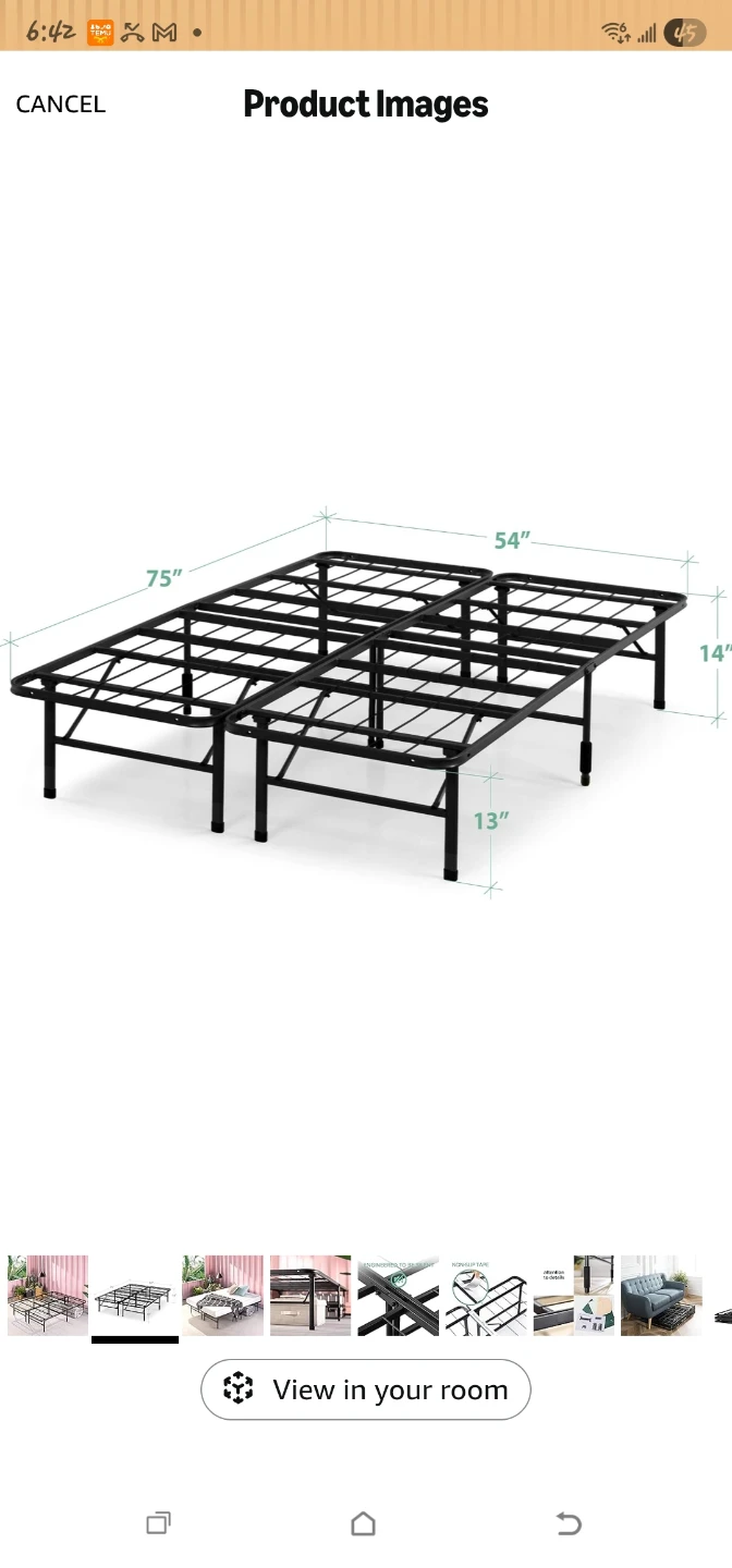 Zinus Black Metal Queen Bed Frame