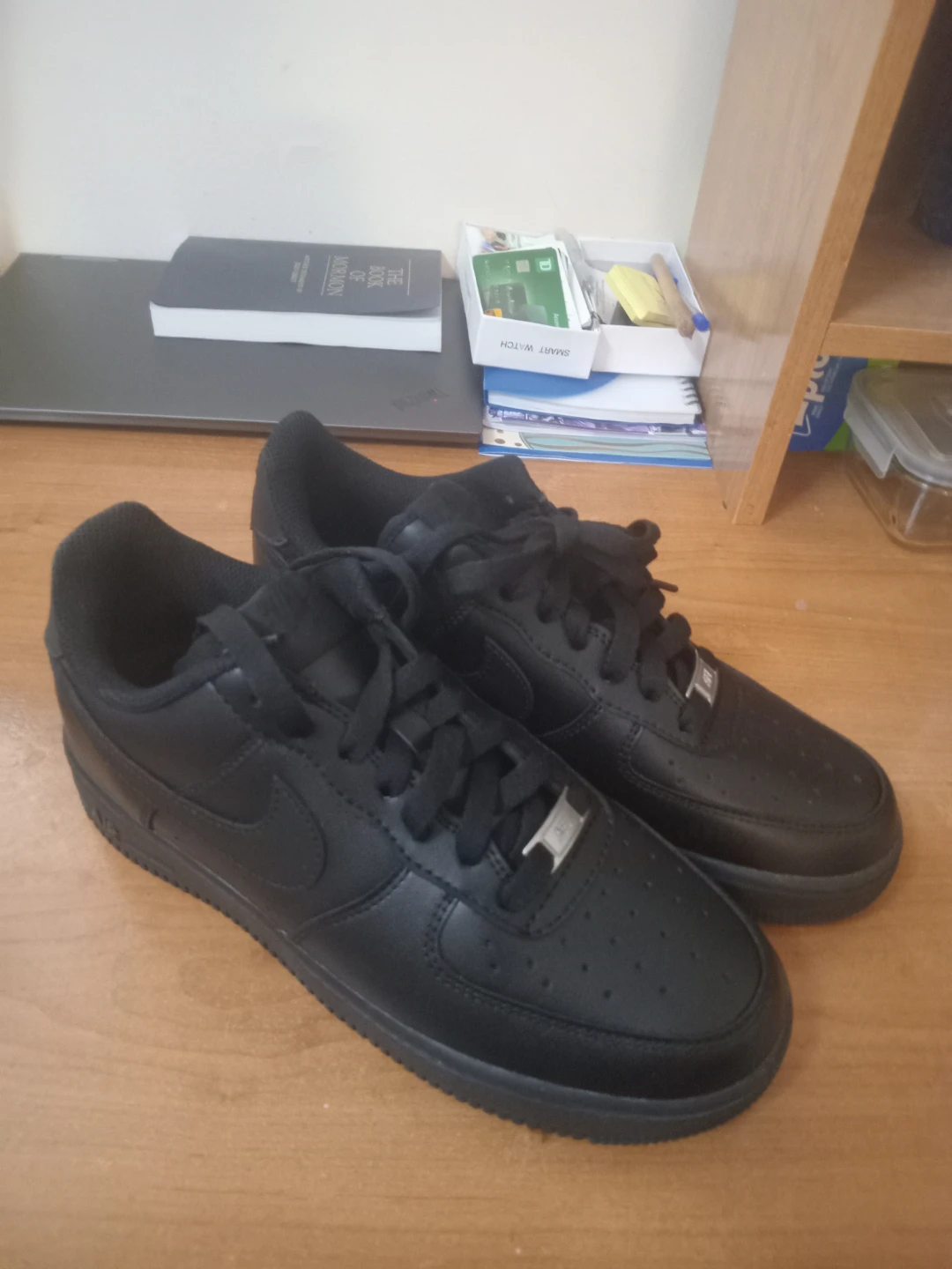 Nike Air Force 1 Black Leather Sneakers