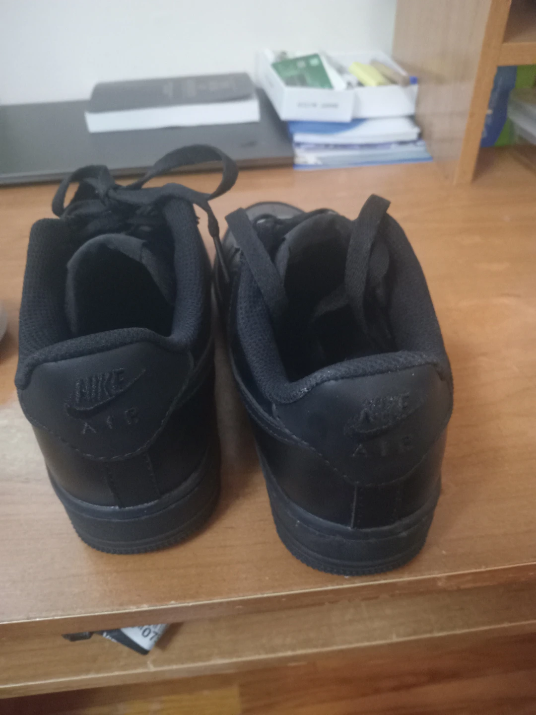 Nike Air Force 1 Black Leather Sneakers - photo 2