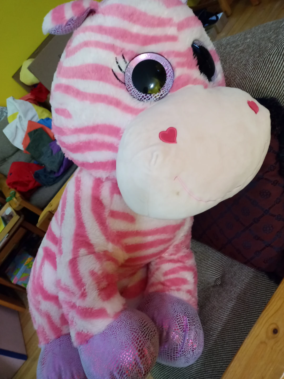Large Pink Zebra Plush Toy