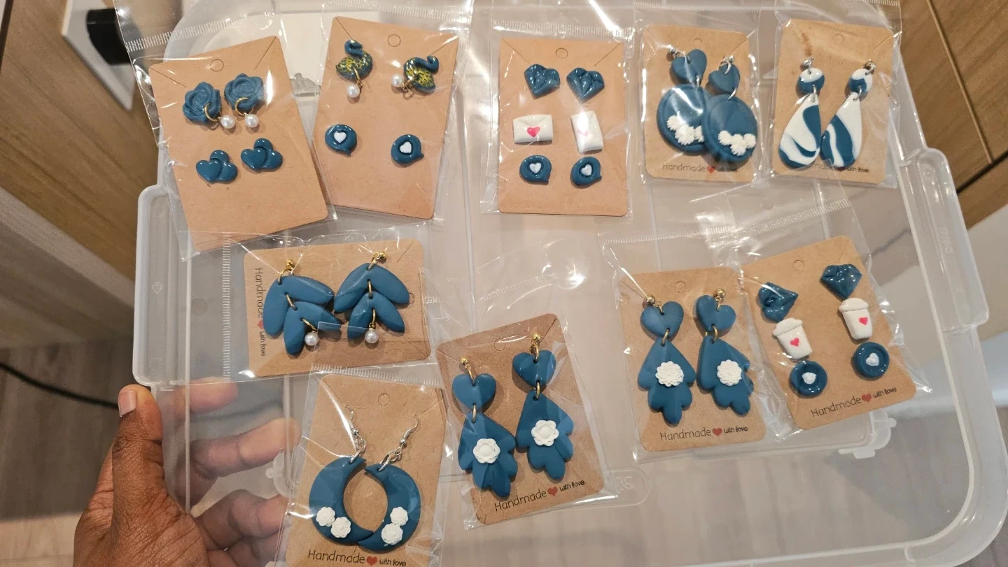 Handmade Teal Polymer Clay Earrings Collection