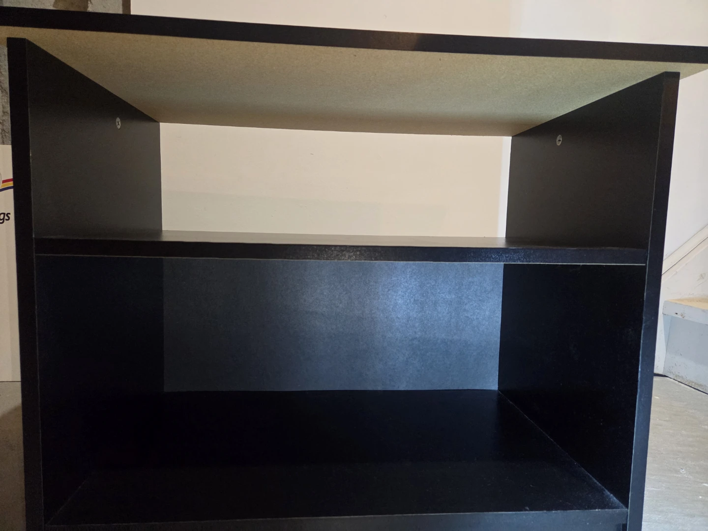 Pair of Compact Black Wood TV Stands/Shelf Units