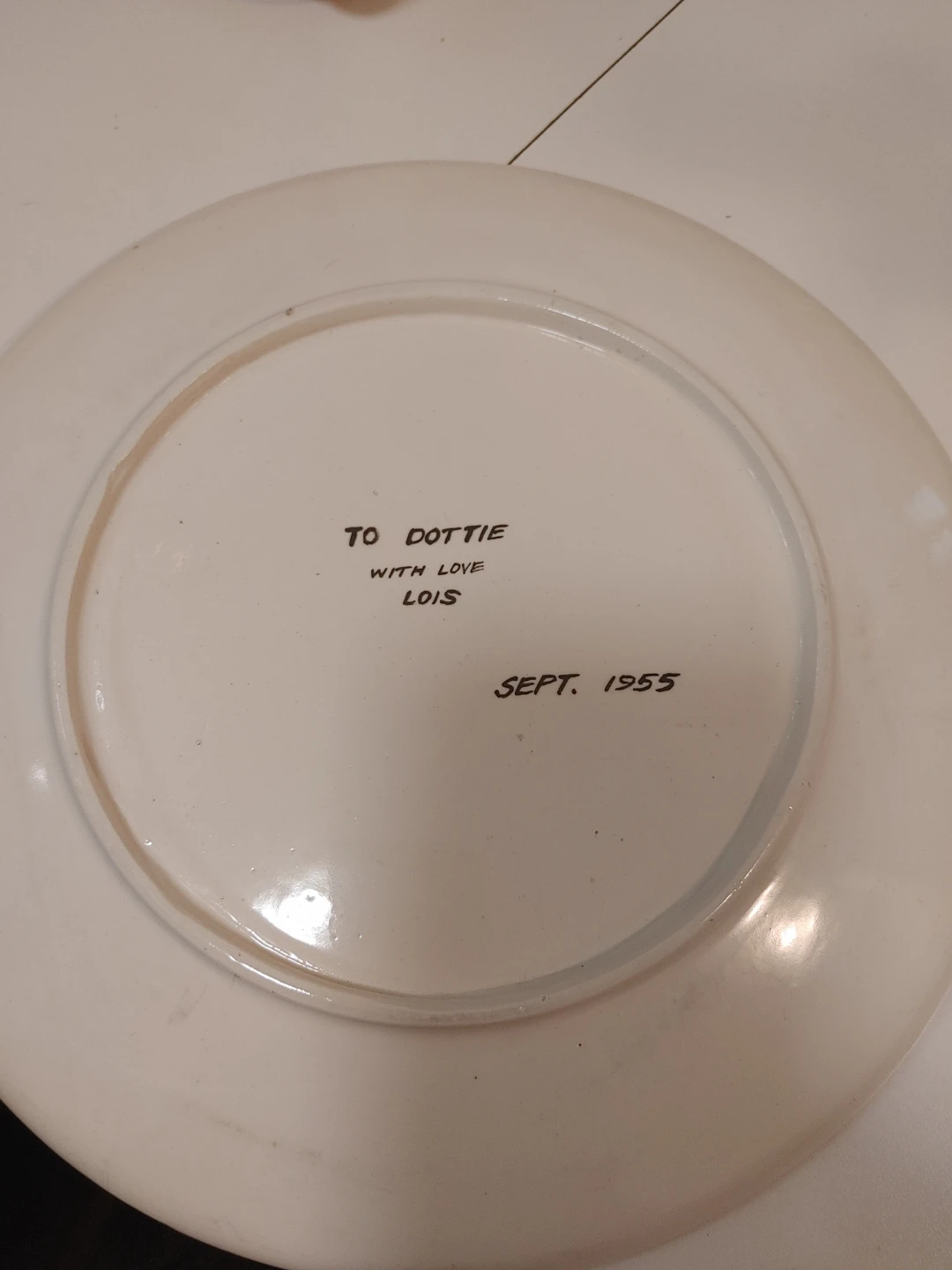 Decorative Plate with Personalized Message - Sept 1955