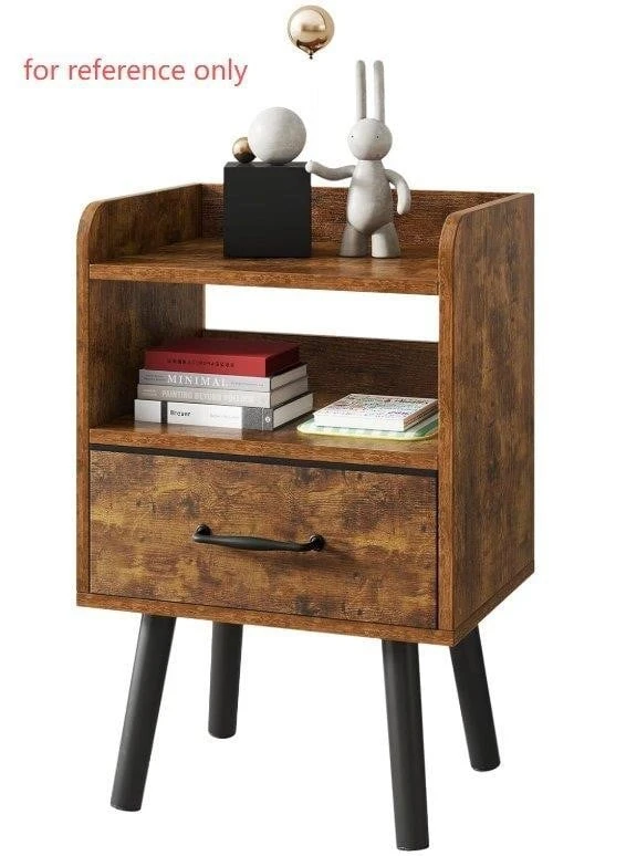 Rustic Wood Nightstand with Drawer and Shelf - photo 3