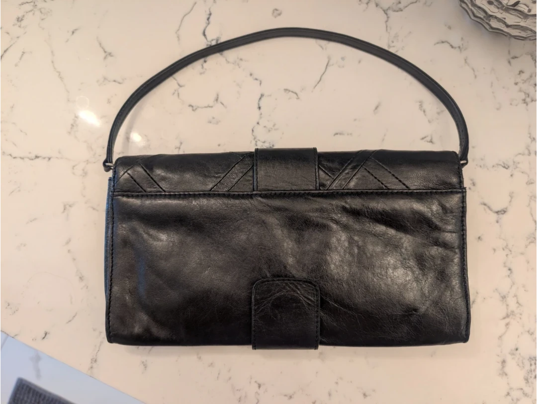 Black Leather Clutch Purse with Buckle - photo 2