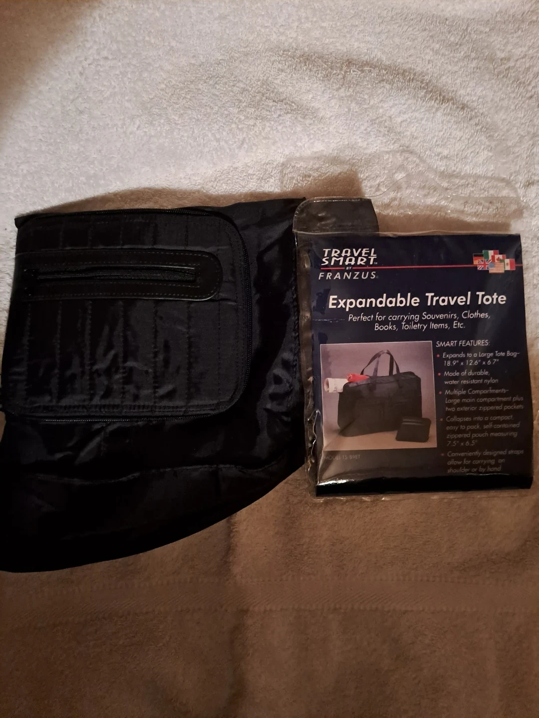 New EXPANDABLE Travel duffle Tote Bag, black - photo 4