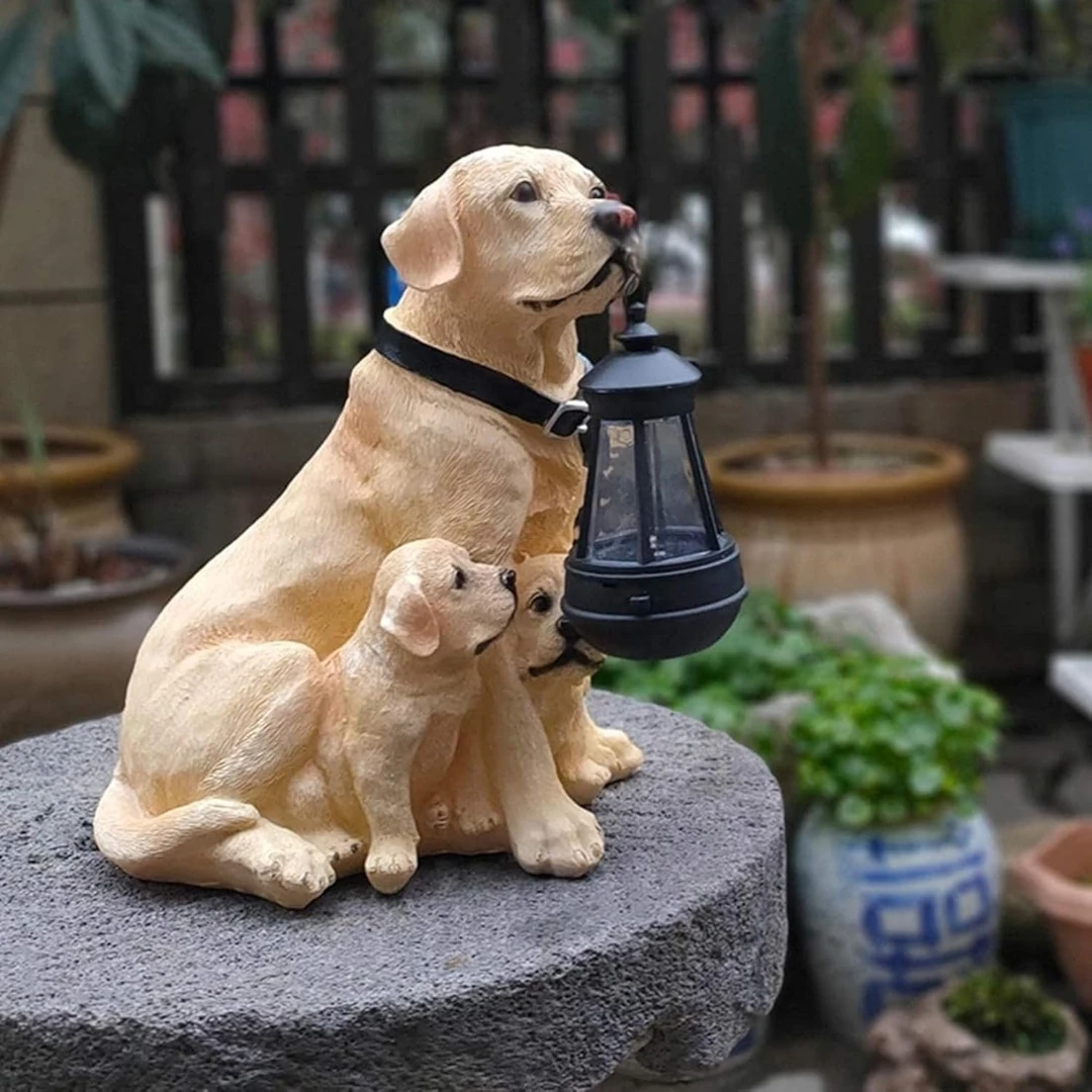 Dog Garden Statue with Solar Lantern - photo 4