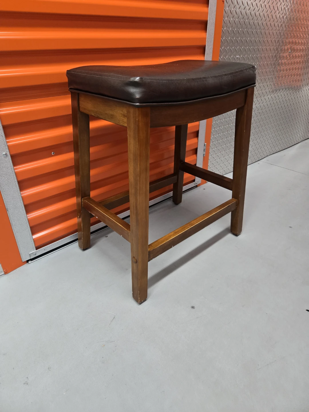 Target 18" Small Saddle Stool - Dark Brown Leather & Wood