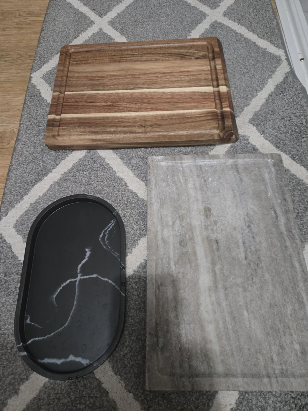 Wooden Cutting Board and Marble Serving Platter
