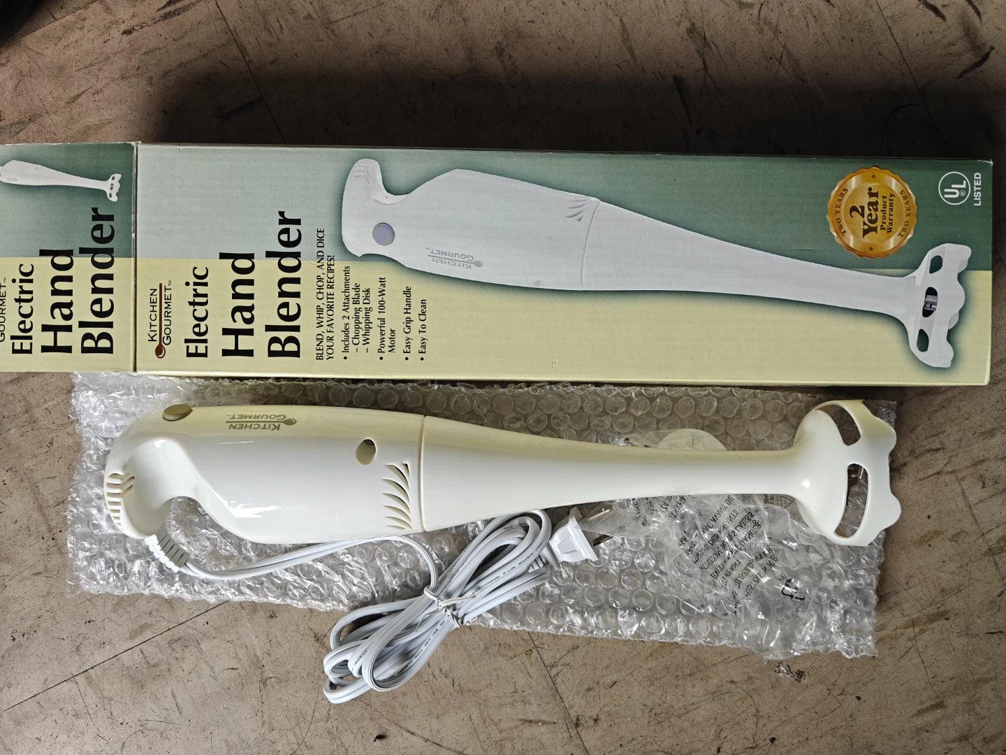 Kitchen Gourmet Electric Hand Blender 100-Watt Motor (New)