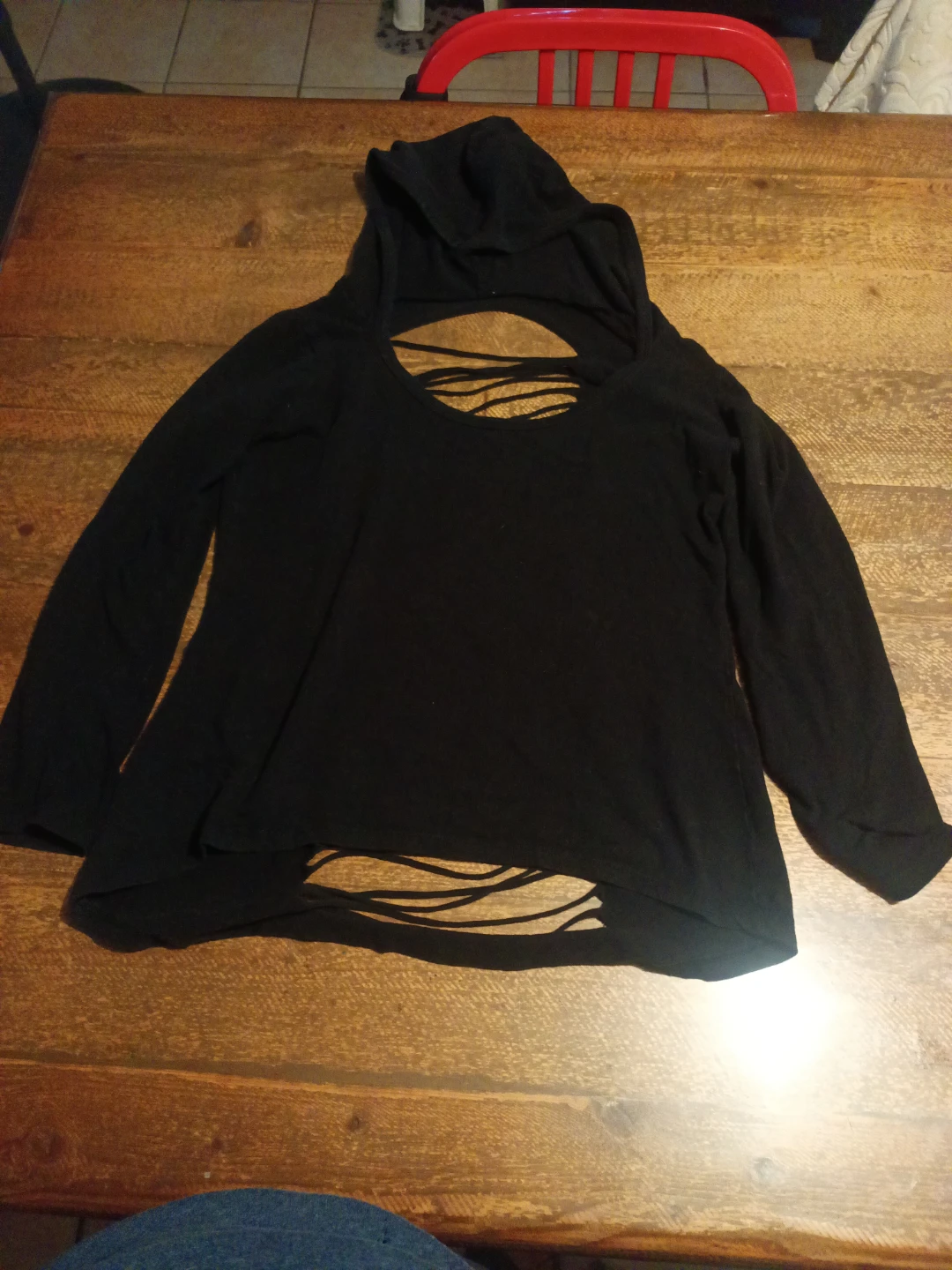 Black Cutout Hoodie