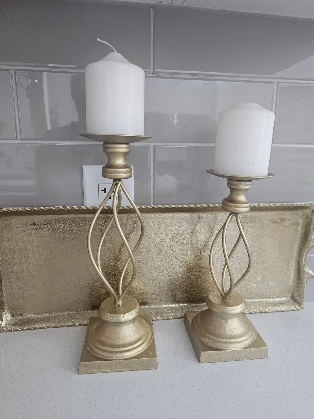Gold Candlestick Holders - Set of 2