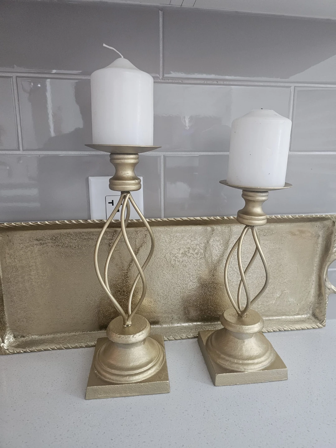 Gold Candlestick Holders - Set of 2 - photo 2