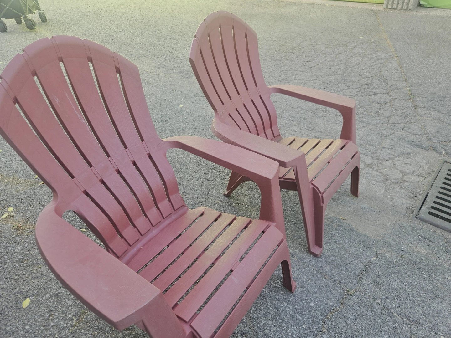 2 Red Plastic Adirondack Chairs - photo 2