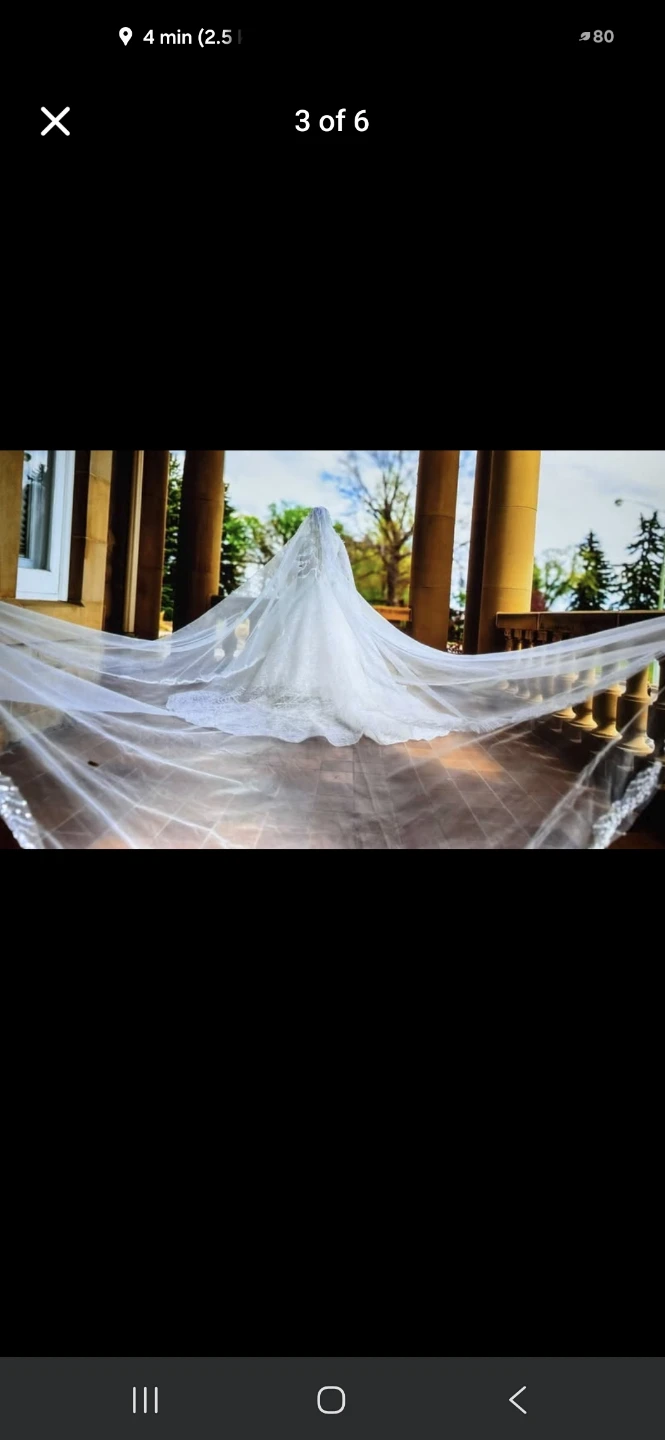 Elegant White Wedding Dress with Veil - photo 3