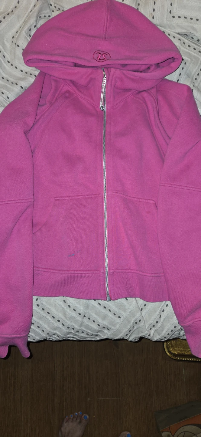 Lululemon Hoodie M/L Pink Full Zip Cotton Polyester Blend
