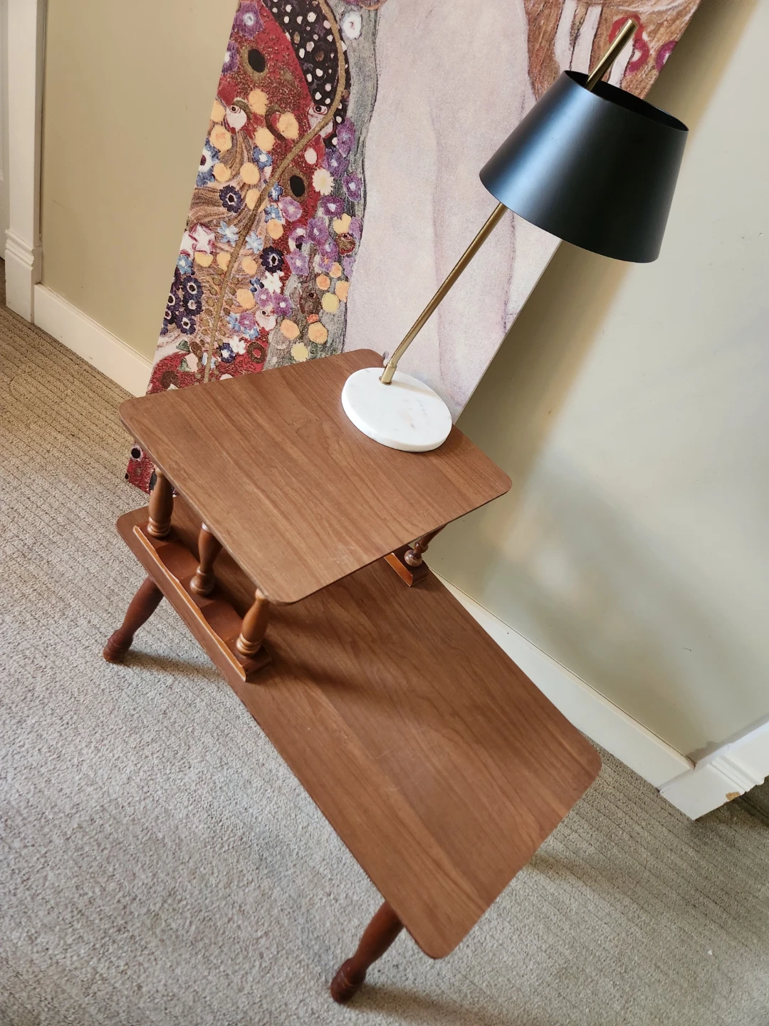 1970s mid Century tudor styleTwo-tier wooden end table - photo 2