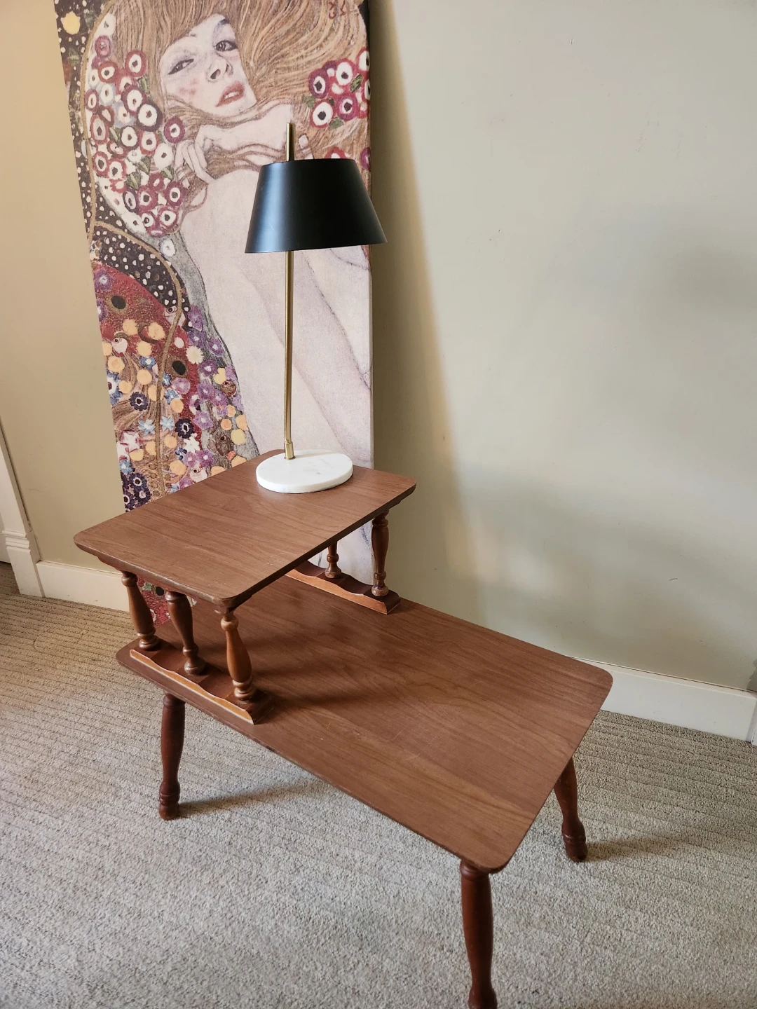 1970s mid Century tudor styleTwo-tier wooden end table - photo 3