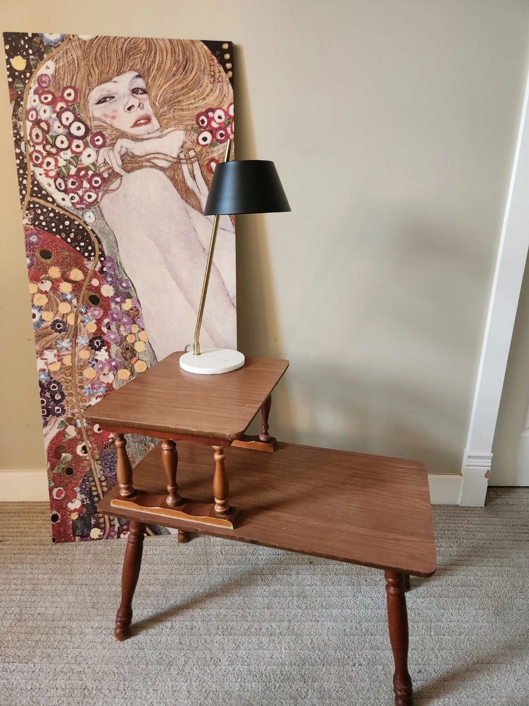 1970s mid Century tudor styleTwo-tier wooden end table - photo 4