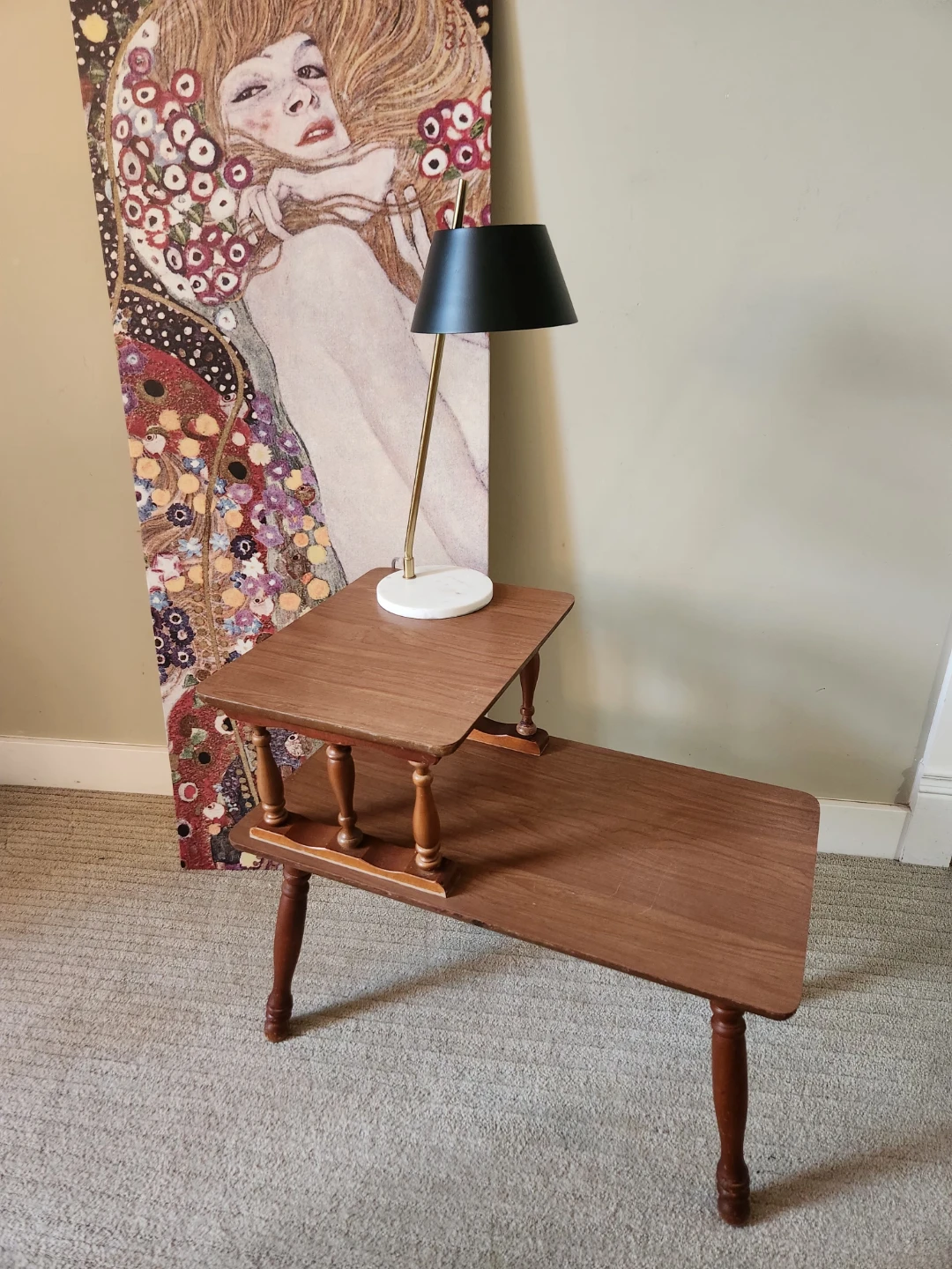 1970s mid Century tudor styleTwo-tier wooden end table - photo 5